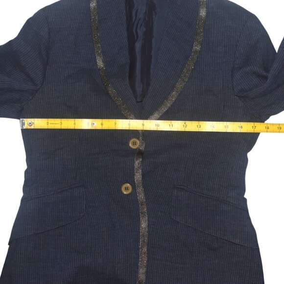 Vintage 90s 1990s Romeo Gigli Linen Striped Blazer Metallic Accents S 40 - Picture 13 of 15